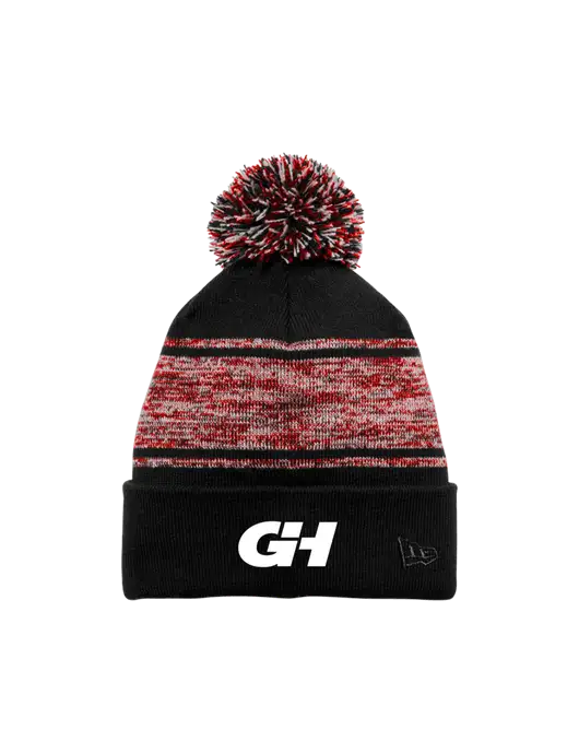 New Era Black/Red Knit Chilled Pom Beanie w/G&H Logo