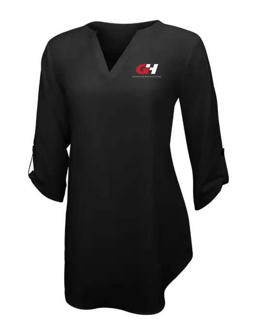 Womens Black 3/4 Sleeve Tunic Blouse w/G&H Logo