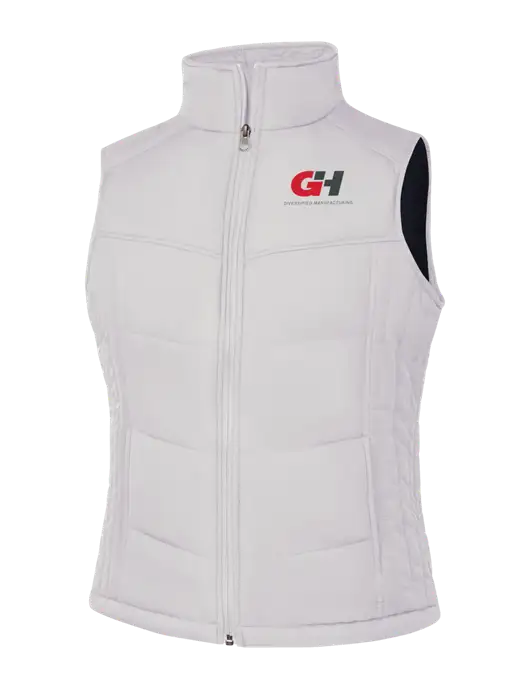 Womens White/Dark Slate Puffy Vest w/G&H Logo