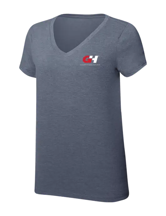 Womens Simply Soft V-Neck Navy Frost 4.5oz  Poly/Combed Ring Spun Cotton T-Shirt w/G&H Logo