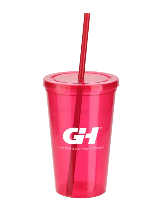 Sorrento Red 16 oz Tumbler with Lid & Straw w/G&H Logo