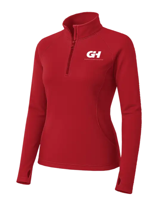 Red Womens Sport Wick Stretch 1/4 Zip Pullover w/G&H Logo