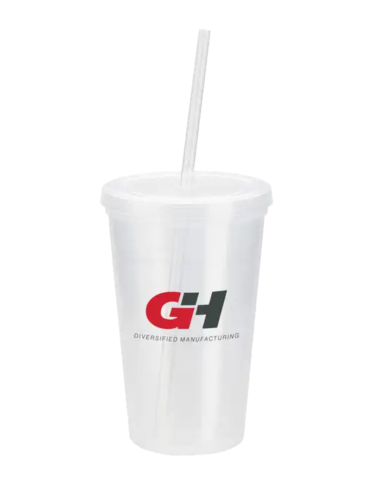 Sorrento Clear 16 oz Tumbler with Lid & Straw w/G&H Logo
