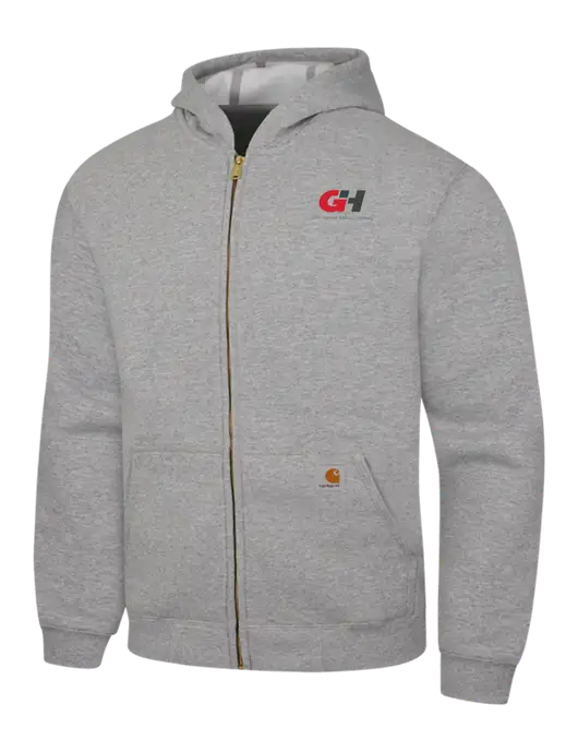 Carhartt Light Grey Heather Midweight Hooded Zip-Front Sweatshirt w/G&H Logo