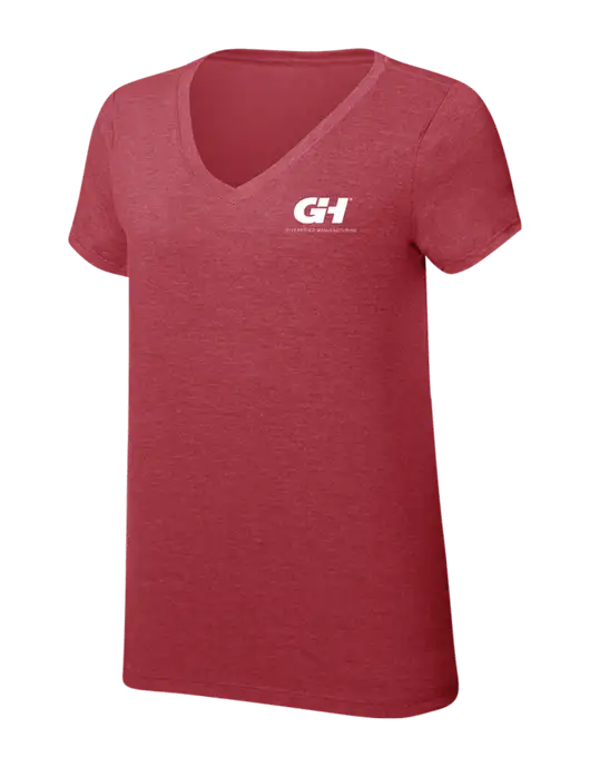 Womens Simply Soft V-Neck Red Frost 4.5oz  Poly/Combed Ring Spun Cotton T-Shirt w/G&H Logo