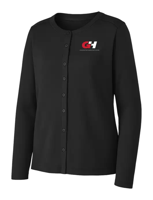 Black Womens Concept Stretch Button-Front Cardigan Sweater w/G&H Logo