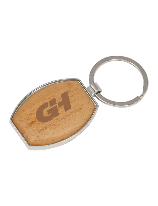Wood & Silver Oval Keychain w/G&H Logo