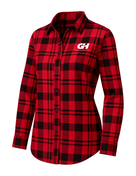 Womens Red/Black Plaid Flannel Tunic w/G&H Logo
