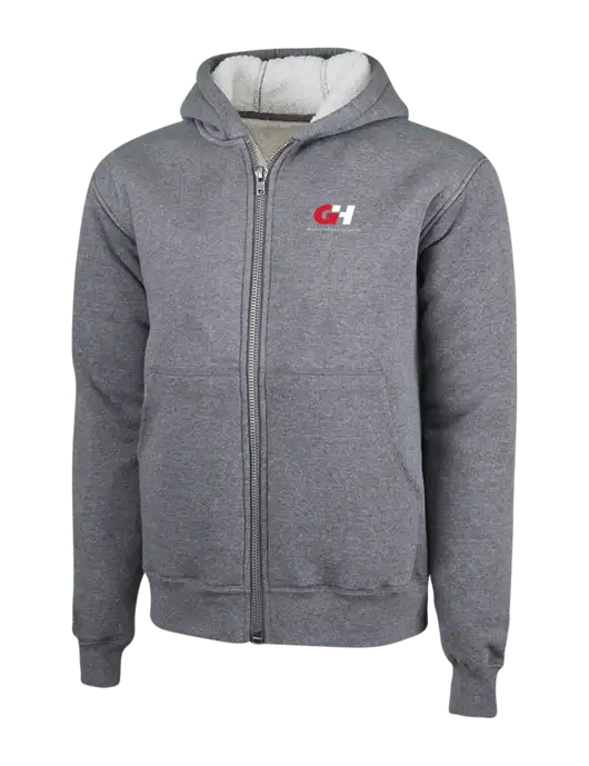 Cornerstone Grey Heather Heavyweight Sherpa Lined Hooded Fleece Jacket w/G&H Logo