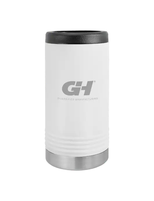 Polar Camel Powder Coated White Vacuum Insulated Slim Beverage Holder w/G&H Logo