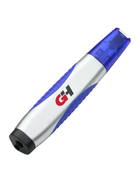 Silver/Blue Level Light Screwdriver Pen w/G&H Logo