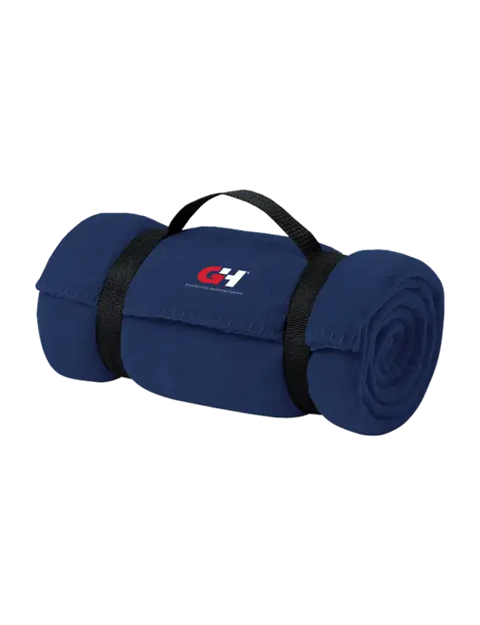 Casual Navy Fleece Blanket With Strap  w/G&H Logo