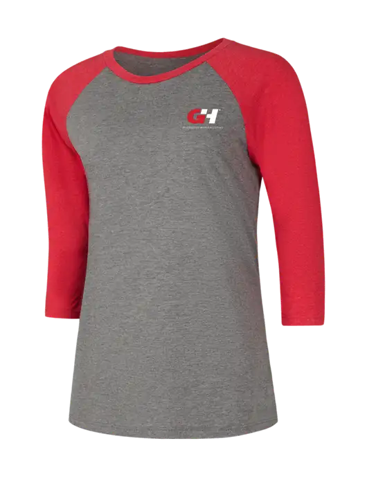 Womens Simply Soft 3/4 Sleeve Red Frost/Grey Frost Ring Spun Cotton T-Shirt w/G&H Logo