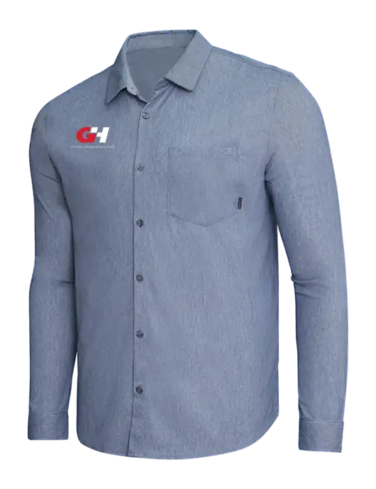 OGIO Slate Blue Heather Extend Long Sleeve Button Up Shirt w/G&H Logo