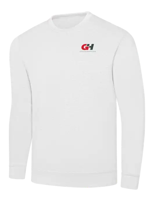 White 7.8 oz Ring Spun Crew Sweatshirt w/G&H Logo