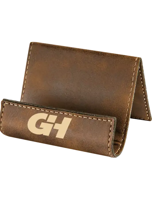 Rustic Leatherette Card & Phone Holder w/G&H Logo