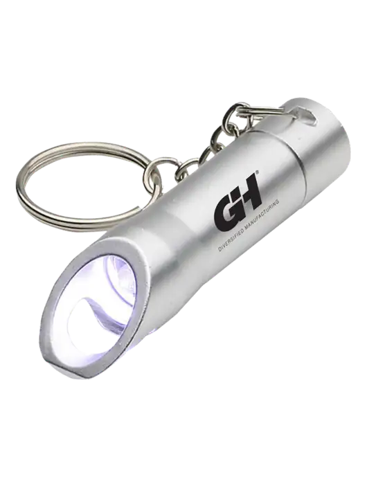 Silver Pocket LED Flashlight with Bottle Opener & Keychain w/G&H Logo