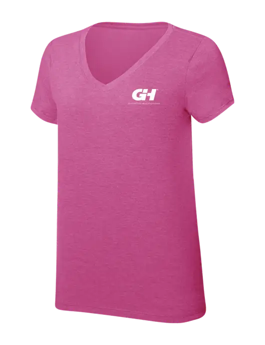 Womens Simply Soft V-Neck Fuschia Frost 4.5oz  Poly/Combed Ring Spun Cotton T-Shirt w/G&H Logo