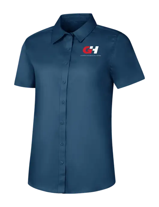 Womens Light Navy Short Sleeve Superpro React Twill Shirt w/G&H Logo