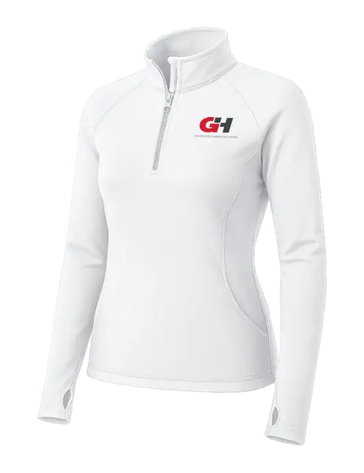 White Womens Sport Wick Stretch 1/4 Zip Pullover w/G&H Logo