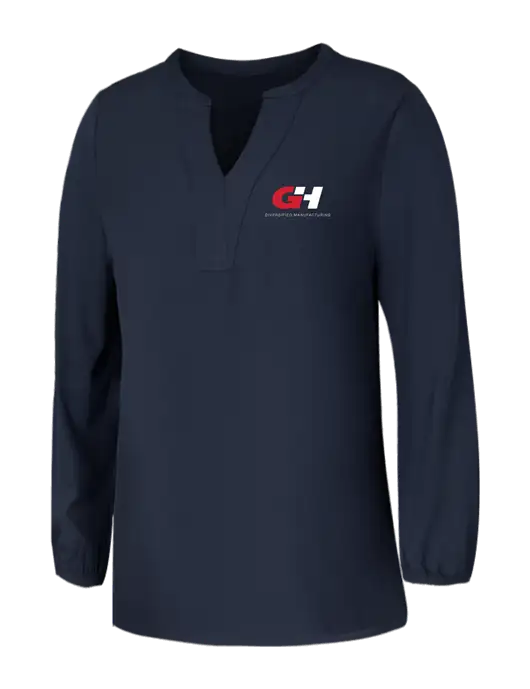 Mercer+Mettle Womens Navy Stretch Crepe 3/4 Sleeve Blouse w/G&H Logo