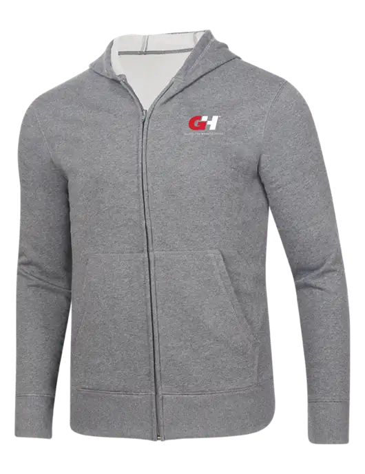 Full-Zip Medium Grey Heather Heavyweight Hooded Sweatshirt w/G&H Logo