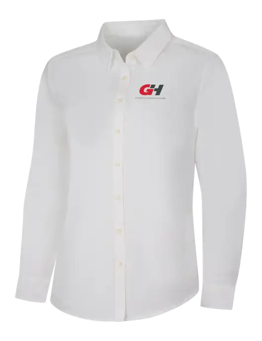 Womens White Long Sleeve Superpro React Twill Shirt w/G&H Logo