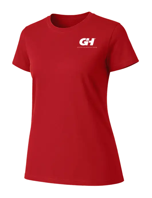 Womens Ring Spun Bright Red 4.5 oz T-Shirt w/G&H Logo