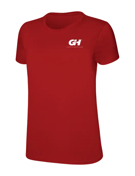 Womens Ring Spun Bright Red 4.5 oz T-Shirt w/G&H Logo