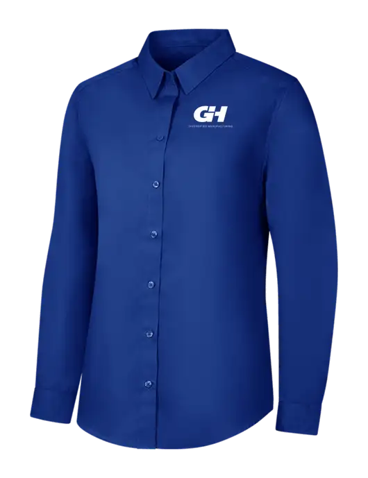 Womens Royal Long Sleeve Carefree Poplin Shirt w/G&H Logo