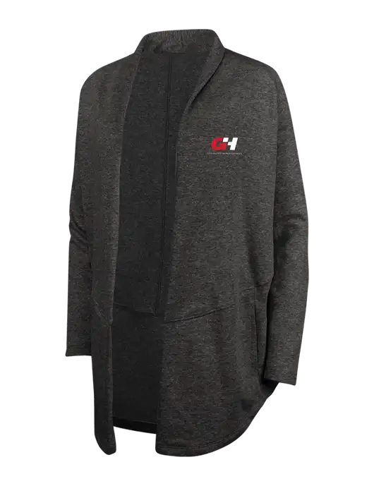 Charcoal Heather/ Medium Heather Grey Womens Interlock Cardigan w/G&H Logo