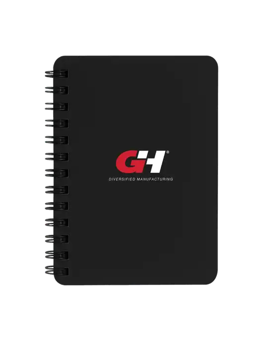 Sturdy Black Hardcover Notebook, 5.25 x 7 w/G&H Logo