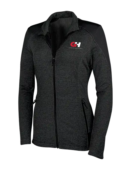 Womens Black Grid Fleece Jacket w/G&H Logo
