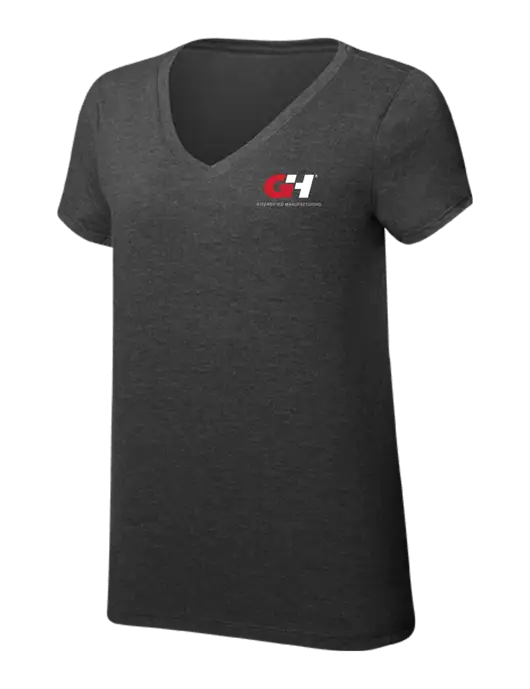 Womens Simply Soft V-Neck Black Frost 4.5oz  Poly/Combed Ring Spun Cotton T-Shirt w/G&H Logo