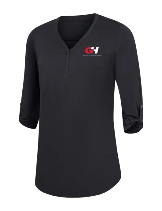 Womens Black City Stretch 3/4-Sleeve Tunic w/G&H Logo