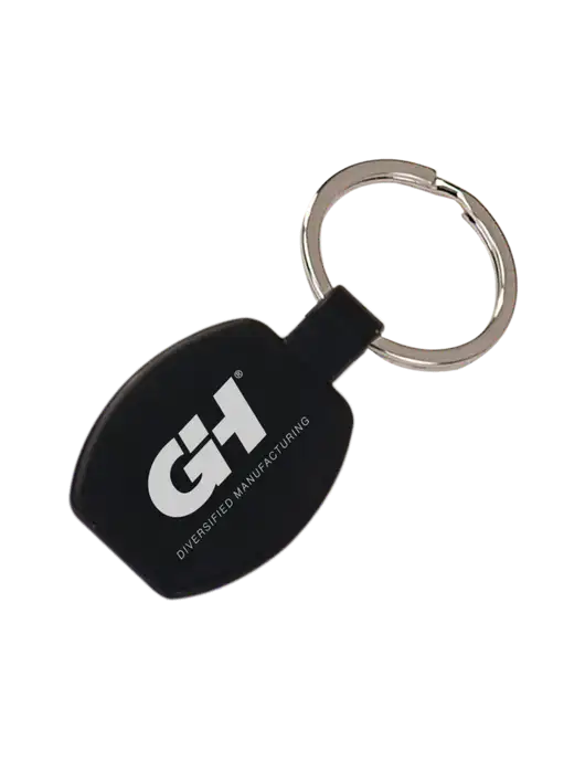 Black Laserable Rounded Rectangle Keychain w/G&H Logo