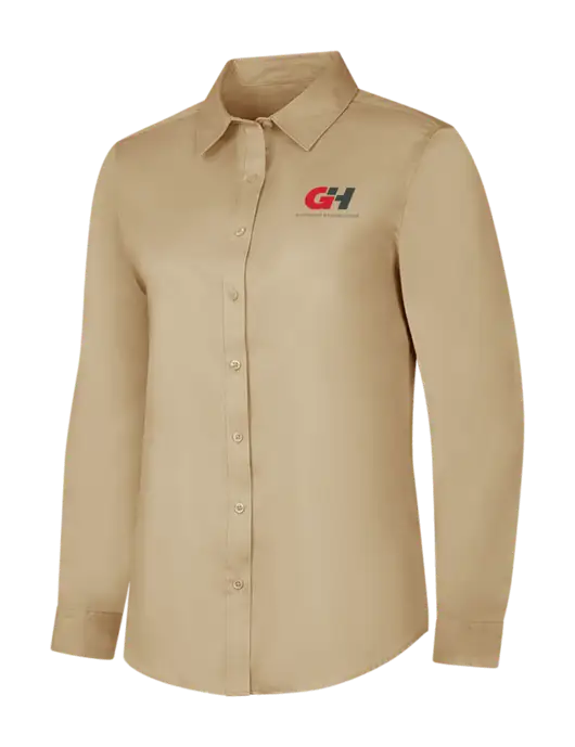 Dark Tan Womens Long Sleeve Superpro React Twill Shirt w/G&H Logo