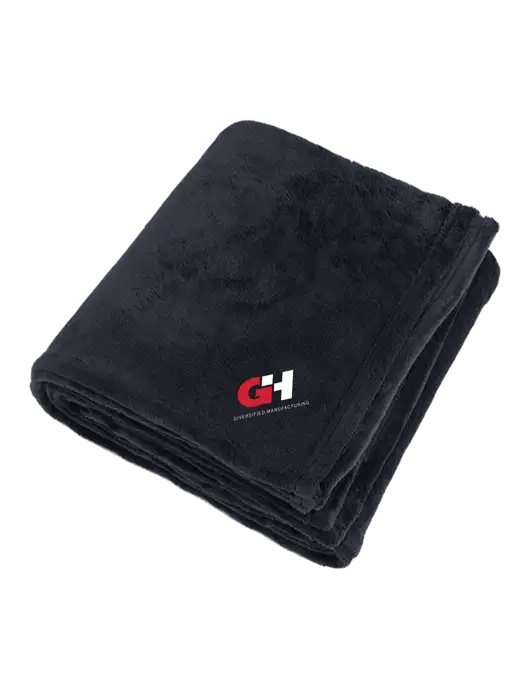 Oversized Deep Black Ultra Plush Blanket w/G&H Logo