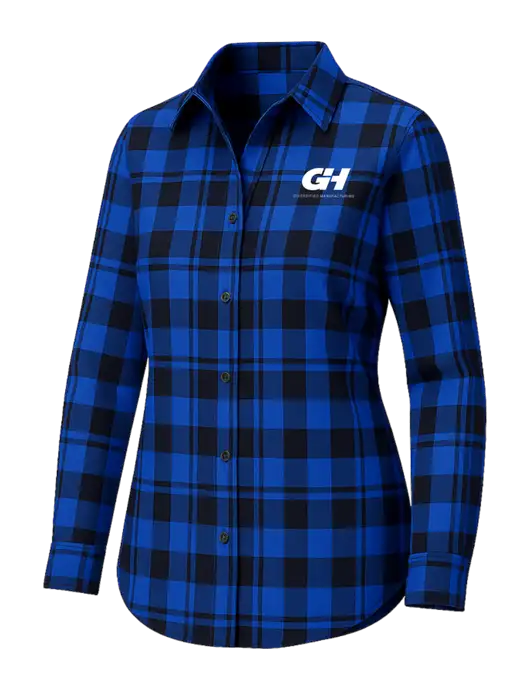 Womens Royal/Black Plaid Flannel Tunic w/G&H Logo