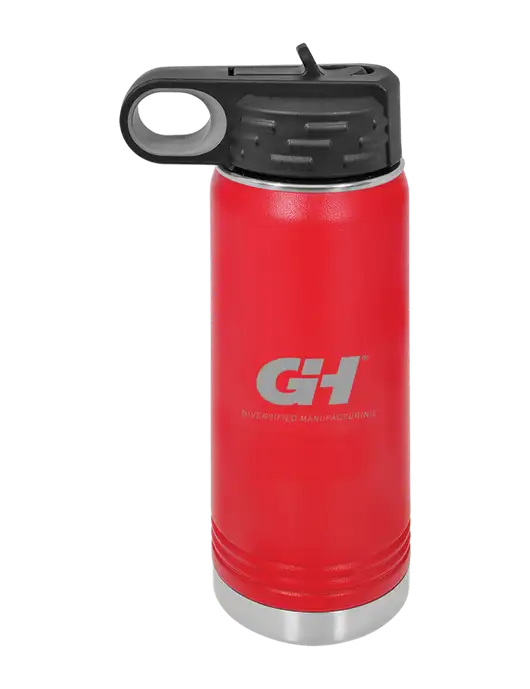 Polar Camel 20 oz Powder Coated Red Vacuum Insulated Water Bottle w/G&H Logo