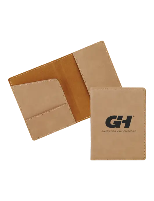 Tan Leatherette Passport Holder w/G&H Logo