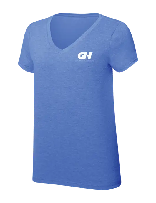 Womens Simply Soft V-Neck Royal Frost 4.5oz  Poly/Combed Ring Spun Cotton T-Shirt w/G&H Logo