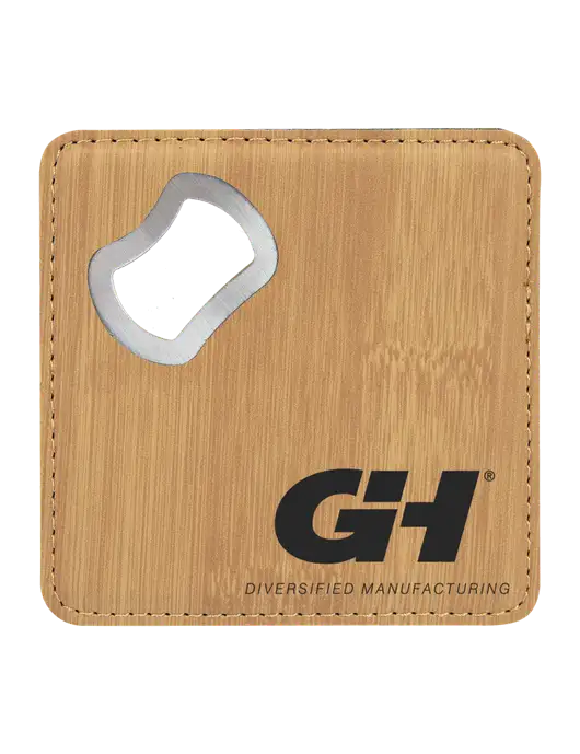 Bamboo Leatherette Coaster with Bottle Opener w/G&H Logo