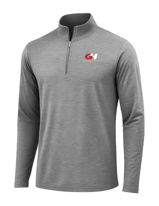 Dark Grey Heather Posicharge Tri-Blend Wicking 1/4 Zip Pullover w/G&H Logo