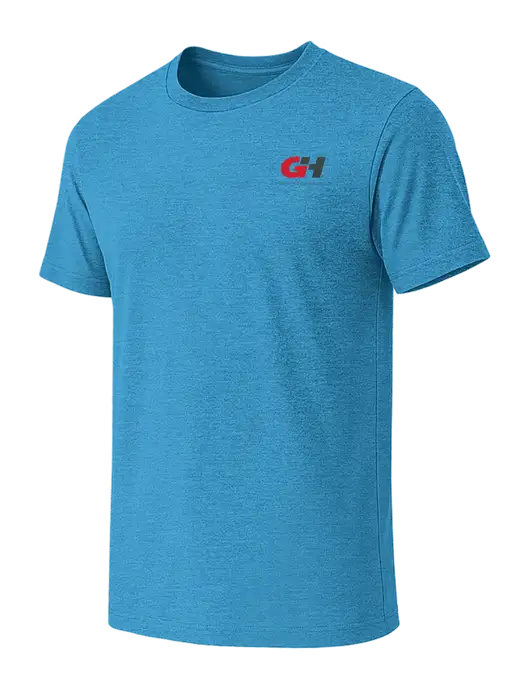BELLA+CANVAS Heather Sapphire CVC Short Sleeve Tee w/G&H Logo