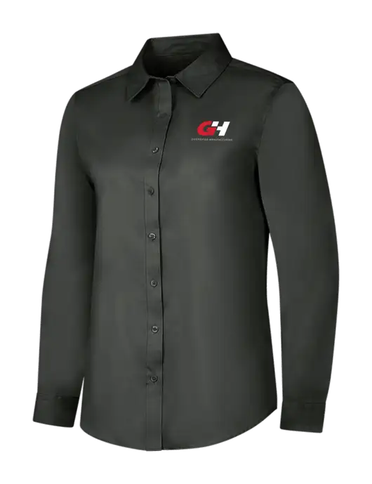 Dark Grey Womens Long Sleeve Superpro React Twill Shirt w/G&H Logo