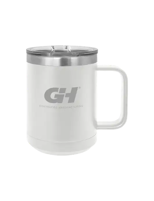 Polar Camel 15 oz Powder Coated White Vacuum Insulated Mug with Slider Lid w/G&H Logo
