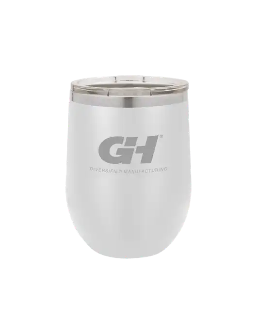 Polar Camel 12 oz Powder Coated White Vacuum Insulated Stemless Wine Tumbler w/G&H Logo