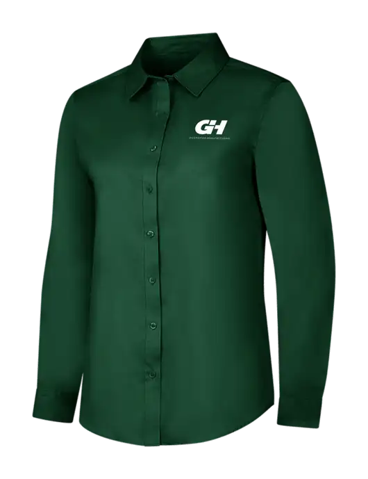 Dark Green Womens Long Sleeve Superpro React Twill Shirt w/G&H Logo