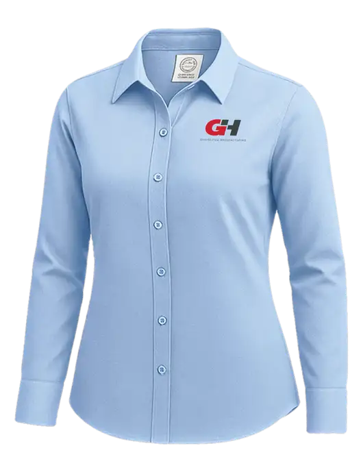 Brooks Brothers Womens Light Blue Wrinkle-Free Stretch Nailhead Shirt w/G&H Logo